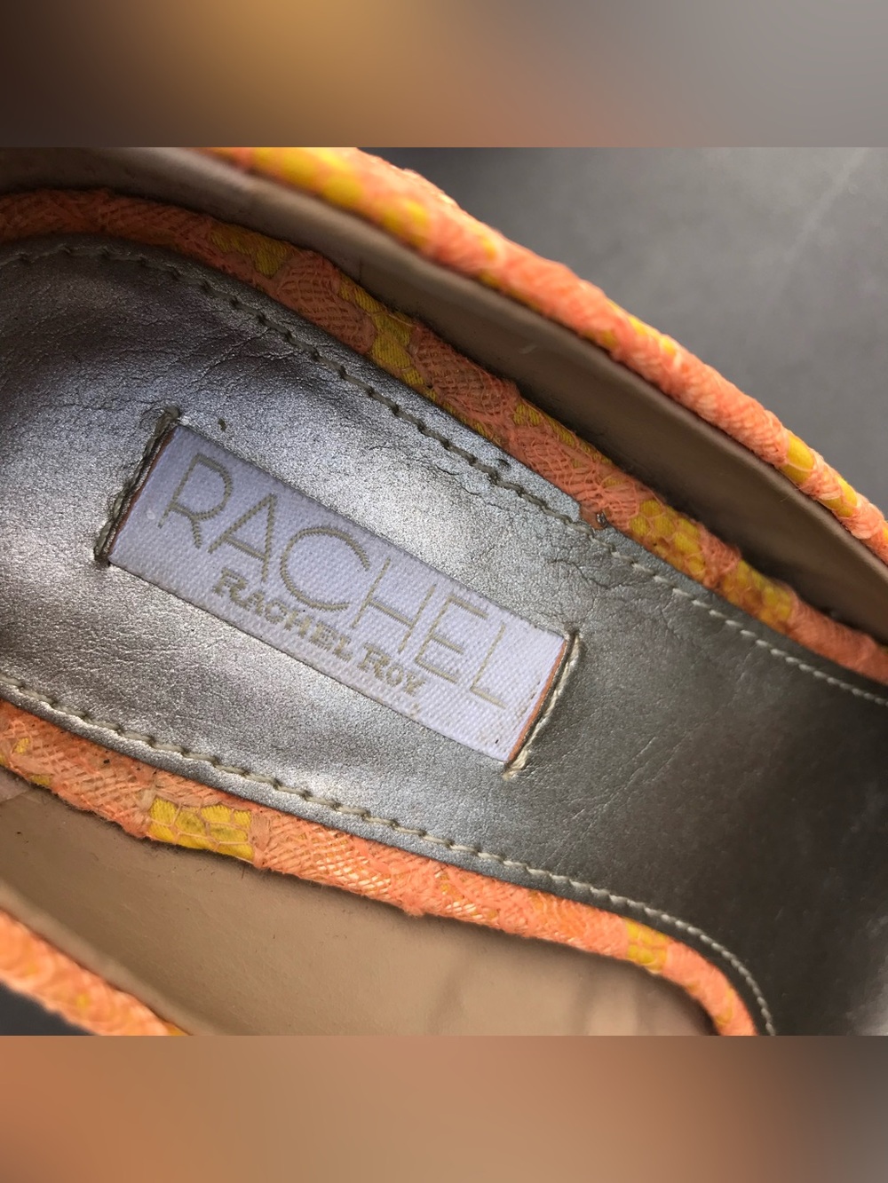 RACHEL ROY KEEDAN Orange Yellow Pink Lace Platform Pump Stilettos Heels Size 6 - Picture 13 of 16